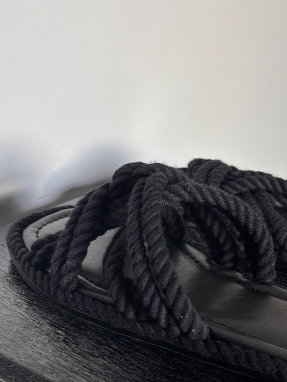 Abound Black Braided Rope Knot Slide Sandals W7 - Picture 6 of 7